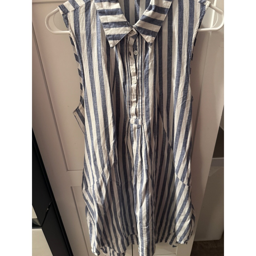 Hope & Harlow Womens Blue White Striped Sleeveless Shirt Dress Size‎ 10 Collared